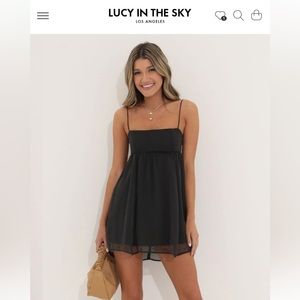 Juno Baby Doll Dress in Black Chiffon from Lucy in The Sky